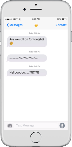 iPhone with text messages from a friend confirming plans